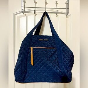 Adrienne Vittadini Quilted Yoga Bag, Navy Blue and Tan
